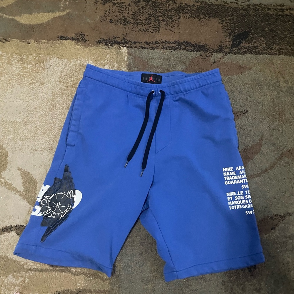 Jordan Blue Athletic Shorts with Graphic Design